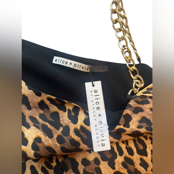 ALICE + OLIVIA HARMONY CHAIN STRAP DRAPEY SLIP DRESS - Picture 8 of 16